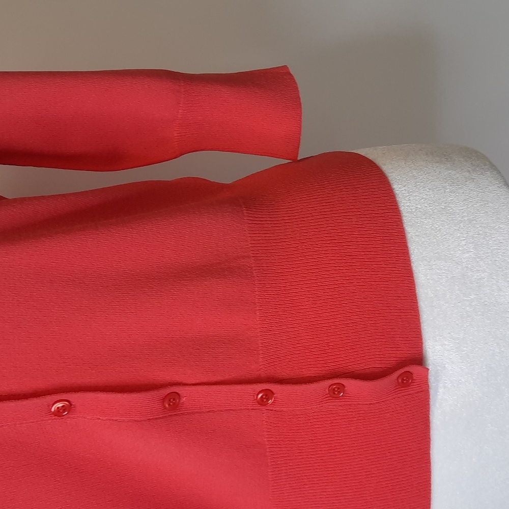Ann Taylor Coral V-Neck Button Front 3/4 Sleeve Cardigan, Size XS - Picture 3 of 6
